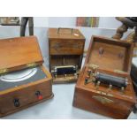 Mahogany Cased Fahrenheight/Centigade Meter; two other cased electrical devices. (3)
