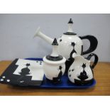 Aotea NZ Pottery Three Piece Tea Service, comprising teapot, sugar and cream and tray, all in