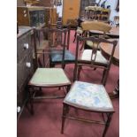 A XIX Century Mahogany Bar Back Single Chair, three Edwardian bedroom chairs. (4)