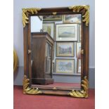 Wall Mirror, with gilt scroll corners to rectangular frame, 84cm wide.