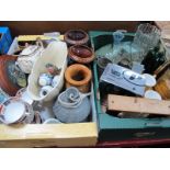 Polaroid Camera, Sadler Indian tree teapot, Crown teaware, oak photograph frames et:- Two Boxes