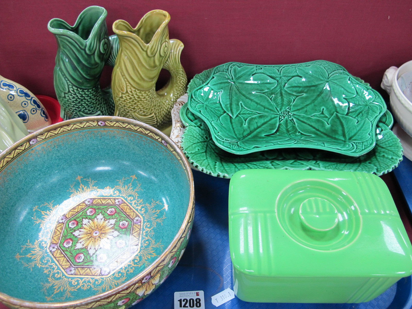 A c.1930's Mintons 'Byzantine' Pattern Bowl, Wedgwood leaf moulded plates. Royal Doulton Art Deco