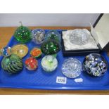 Paperweights - Caithness, Mdina, many others (12); plus a small suitcase.