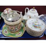 Nine Dresden Porcelain Plates, handpainted with flowers, scalloped gilt rims, a Royal Worcester '