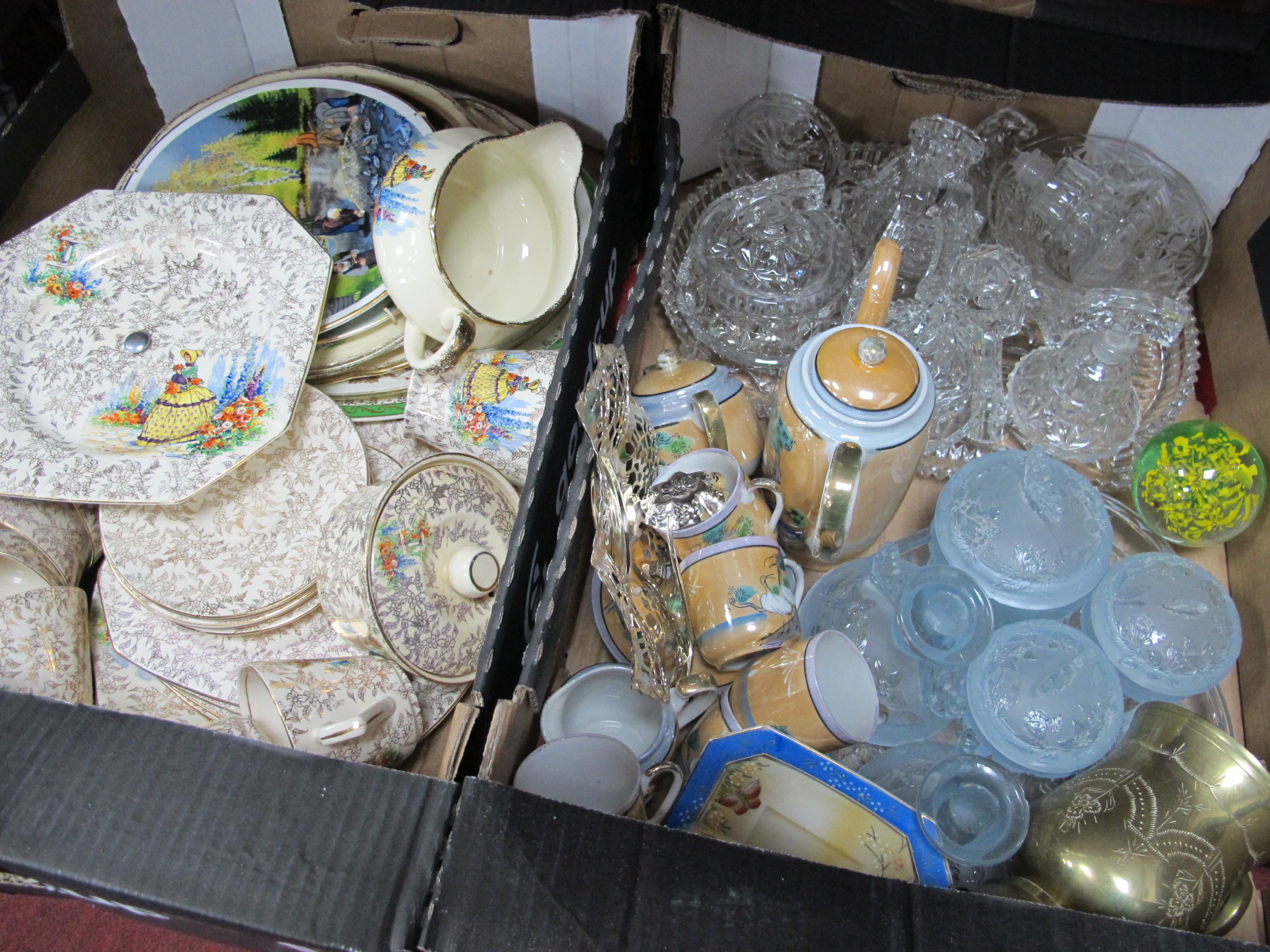 Bewley Crinoline Lady Table Pottery, meat plates, Japanese coffee ware, glass trinket sets (