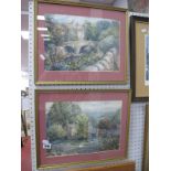 G.O.Smedley 'Baslow Bridge' and 'Farmhouse, Chatsworth Estate', pair watercolours, signed and