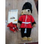 Merrythought 'Guardsman' Teddy Bear, cm high; a Steiff miniature 1908 Red Bear, boxed . (2)