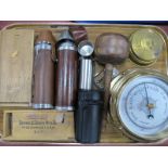 German Ships Compass, Woods of Birmingham ashtray, flasks, Moore & Wright micrometer, another by
