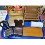 Two XIX Century Queen Anne Style Apprentice Piece Chairs, burr wood cigarette box, musical boxes,