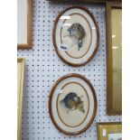 W. Scott, Sporting Spaniel Dogs with Prey in Mouth, pair oval watercolours, signed and dated 1920,