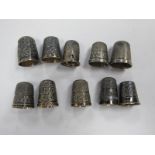 Silver Thimbles, including 'CH'. (10)