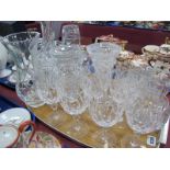 Six Stuart Wine Glasses, vases, jugs, etc:- One Tray