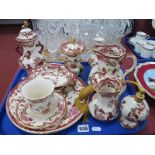 Masons 'Mandalay' (Red) Plates, Hydra Jugs, Atomiser, Vases, Trinkets:- One Tray