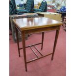 Edwardian Inlaid Mahogany Fold-Over Card Table, with baize interior, on tapering legs and spade feet