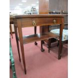 An Early XX Century Mahogany Fold-Over Card Table, with baize interior over single drawer, on