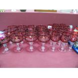 A Quantity of Ruby Coloured Bowled Glassware:- One Tray