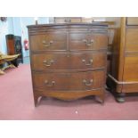 Mahogany Bachelors Chest, having bow front, brushing slide over two short and two long drawers on