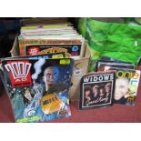 Viz & 2000 A. D Magazines, 45rpm records, 1970's and 80's mixed covers:- Two Boxes.