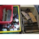 A Quantity of Moulding Planes, brass door knobs, beads:- Three Boxes