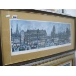 George Cunningham, City Centre (Sheffield) limited edition colour print of 350, graphite signed,