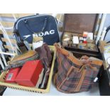 Linens in Box, BOAC bag, gloves, lawn green bowls, etc.