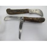 Pocket Knives by Mappin & Webb, Rory Duplay, both with stag handles. (2)