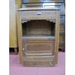 A Continental Art Deco Bedside Cupboard, having marble top 48cm wide.