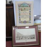 A Long Service Certificate - John Harold Musson John Player and Sons, plate (print) of Market Place,