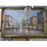 H. Rogers, Parisian Street Scene, impressionist oil on canvas, signed lower right, 60 x 90cm.