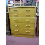 E Gomme for G Plan, golden oak chest of two inset over three straight fronted drawers, 76.5cm wide.