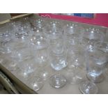 Early XX Century Champagne and Sherry Glasses, with etched rims:- One Box