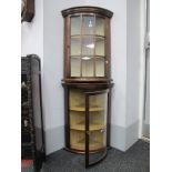 Two Corner Wall Display Cabinets, having cylinder fronts, 6cm high