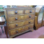 XIX Century Oak Straight Front Chest of Two Short and Three Long Drawers, having mahogany