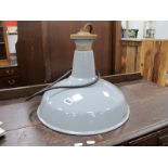 Crysteel, Mid XX Century Grey Enamel Industrial Lamp, 40.5cm diameter.