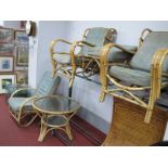 Angrave's of Thurmaston Nr Leicester Cane Reclining Chair, bearing label, having cable back rest and