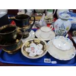 Brameld Pottery Plates, Derby cup and saucer, Spode vase, copper lustre, etc:- One Tray
