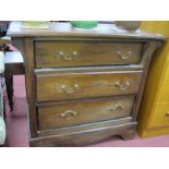 An Early XX Century Beech Chest of Three Drawers, having curved supports to wide top (90.5cm)