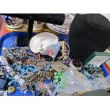 A Quantity of Costume Jewellery and Stands, bobbins, pin stand:- One Tray
