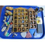 Thimbles in Abelone, Enamel, White Metal, Ivorine, etc; needle holders including '925', etc:- One