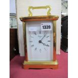 Rapport of London Brass Cased Carriage Clock, the movement striking on a bell, 17.5cm high with