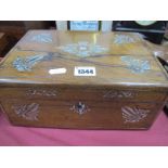 XIX Century Rosewood Needlework Box, with mother of pearl inlay to top and fascia, 28cm wide.