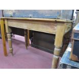 Pine Scullery Style Table, with single drawer, on turned legs, 101cm wide.