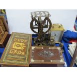 Geschutzt' Letter Scales, white metal pepperette, boxes, etc:- One Tray