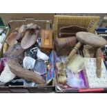 Stool, Stationary Rack, Thimbles, etc:- Two Boxes