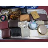 Assorted Vintage Gents Cufflinks, Pens, Ladies Compacts, etc:- One Tray