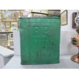 BP Motor Spirit Petrol Can, painted in green, having Shell Mex screw cap, 32cm overall high.