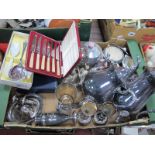 Viners Four Piece Plated Tea Service, cased cutlery, tankard, etc:- One Box