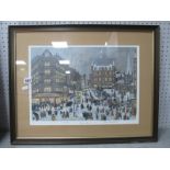 George Cunningham, Church Street (Sheffield) limited edition colour print of 350, graphite signed,
