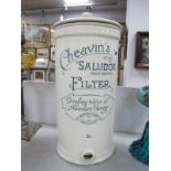 A Late XIX Century/Early XX Century Glazed 'Cheavins' Saludor Safe Water Filter, with lid but