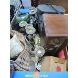 Halia 20 x 50 Binoculars, plated ware, rose bowl, etc:- One Box